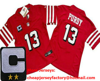 Women's San Francisco 49ers #13 Brock Purdy Limited Red Throwback 2024 C Patch FUSE Vapor Jersey