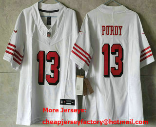 Women's San Francisco 49ers #13 Brock Purdy Limited White Throwback FUSE Vapor Jersey