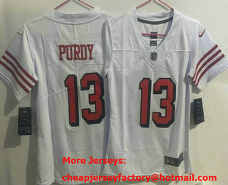 Women's San Francisco 49ers #13 Brock Purdy Limited White Throwback Vapor Jersey