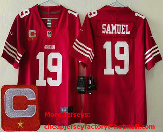 Women's San Francisco 49ers #19 Deebo Samuel Limited Red C Patch Vapor Jersey
