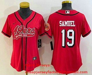 Women's San Francisco 49ers #19 Deebo Samuel Red Color Rush With Patch Cool Base Stitched Baseball Jersey