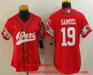 Women's San Francisco 49ers #19 Deebo Samuel Red Mexico Cool Base Stitched Baseball Jersey