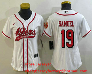 Women's San Francisco 49ers #19 Deebo Samuel White Color Rush With Patch Cool Base Stitched Baseball Jersey