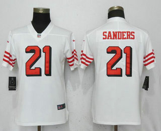 Women's San Francisco 49ers #21 Deion Sanders White 2018 Color Rush Vapor Untouchable Limited Jersey