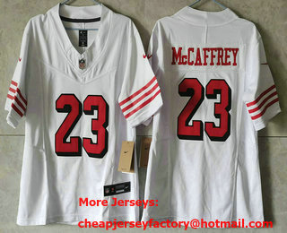 Women's San Francisco 49ers #23 Christian McCaffrey Limited White Throwback FUSE Vapor Jersey