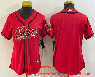 Women's San Francisco 49ers Blank Red With Patch Cool Base Stitched Baseball Jersey