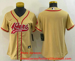 Women's San Francisco 49ers Blank Yellow Stitched Cool Base Nike Baseball Jersey