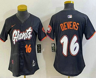 Women's San Francisco Giants #16 Rafael Devers Black 2025 City Connect Limited Jersey