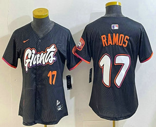 Women's San Francisco Giants #17 Heliot Ramos Number Black 2025 City Connect Limited Stitched Jersey