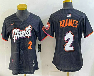 Women's San Francisco Giants #2 Willy Adames Number Black 2025 City Connect Limited Stitched Jersey