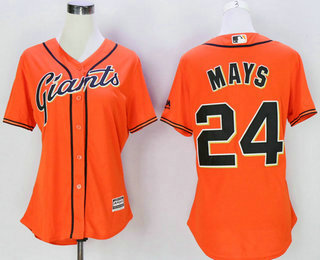 Women's San Francisco Giants #24 Willie Mays Orange New Cool Base Jersey