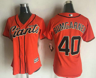 Women's San Francisco Giants #40 Madison Bumgarner Orange Cool Base Baseball Jersey