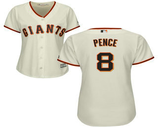 Women's San Francisco Giants #8 Hunter Pence Cream Home MLB Cool Base Stitched Baseball Jersey