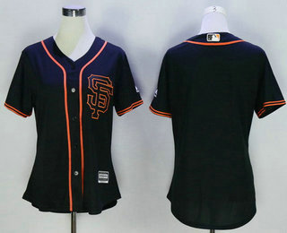 Women's San Francisco Giants Blank Black SF Cool Base Baseball Jersey