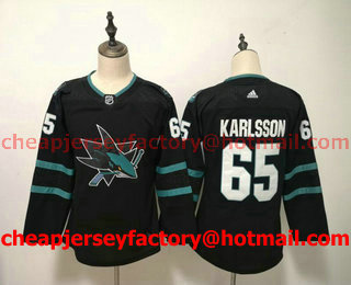 Women's San Jose Sharks #65 Erik Karlsson Black Adidas Stitched NHL Jersey
