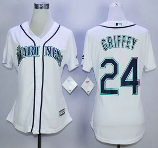 Women's Seattle Mariners #24 Ken Griffey White Jersey