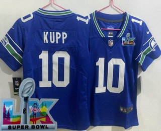 Women's Seattle Seahawks #10 Cooper Kupp Limited Blue Super Bowl LX Vapor Vapor Jersey