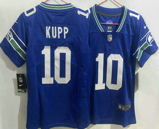 Women's Seattle Seahawks #10 Cooper Kupp Limited Blue Throwback Vapor Jersey
