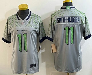 Women's Seattle Seahawks #11 Jaxon Smith Njigba Limited Gray Rivalries FUSE Vapor Jersey