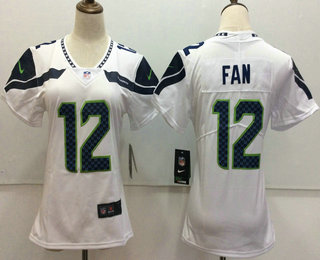 Women's Seattle Seahawks #12 12th Fan White 2017 Vapor Untouchable Stitched NFL Nike Limited Jersey