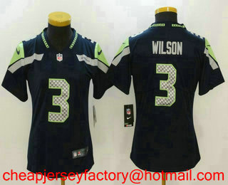 Women's Seattle Seahawks #3 Russell Wilson Navy Blue 2017 Vapor Untouchable Stitched NFL Nike Limited Jersey