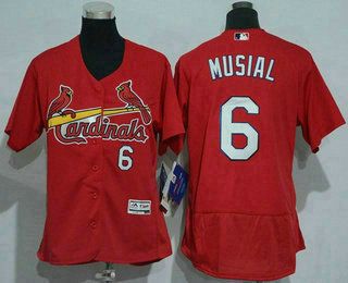 Women's St. Louis Cardinals #6 Stan Musial Retired Red 2016 Flexbase Stitched Baseball Jersey