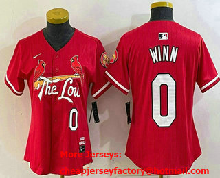 Women's St Louis Cardinals #0 Masyn Winn Red 2024 City Connect Limited Stitched Baseball Jersey