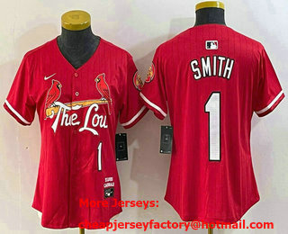 Women's St Louis Cardinals #1 Ozzie Smith Red 2024 City Connect Limited Stitched Baseball Jersey