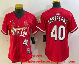 Women's St Louis Cardinals #40 Willson Contreras Red 2024 City Connect Limited Stitched Jersey