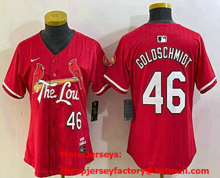 Women's St Louis Cardinals #46 Paul Goldschmidt Red 2024 City Connect Limited Stitched Jersey