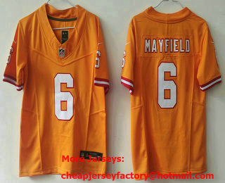 Women's Tampa Bay Buccaneers #6 Baker Mayfield Limited Orange Throwback FUSE Vapor Jersey