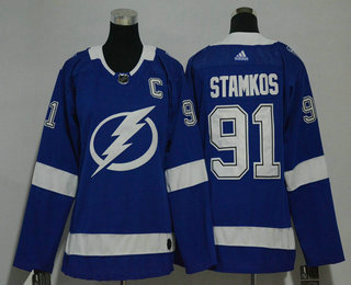 Women's Tampa Bay Lightning #91 Steven Stamkos Light Blue 2017-2018 Hockey Stitched NHL Jersey