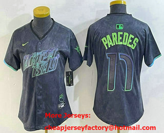 Women's Tampa Bay Rays #17 Isaac Paredes Charcoal 2024 City Connect Limited Cool Base Jersey