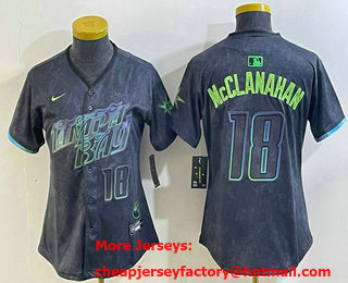 Women's Tampa Bay Rays #18 Shane McClanahan Number Charcoal 2024 City Connect Limited Stitched Jersey