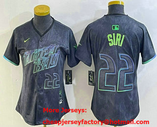 Women's Tampa Bay Rays #22 Jose Siri Number Charcoal 2024 City Connect Limited Stitched Jersey