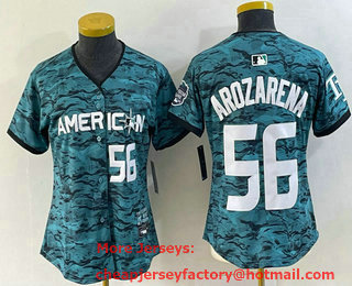 Women's Tampa Bay Rays #56 Randy Arozarena Number Teal 2023 All Star Cool Base Stitched Jersey