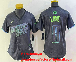 Women's Tampa Bay Rays #8 Brandon Lowe Charcoal 2024 City Connect Limited Cool Base Jersey