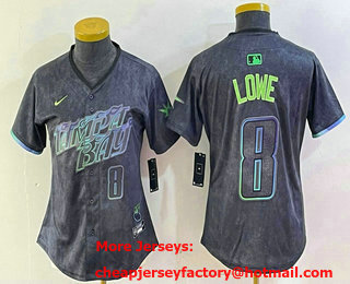 Women's Tampa Bay Rays #8 Brandon Lowe Charcoal 2024 City Connect Player Number Limited Cool Base Jersey