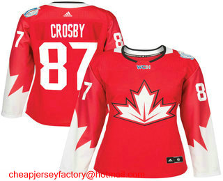 Women's Team Canada #87 Sidney Crosby Red 2016 World Cup of Hockey Game Jersey