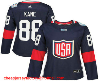 Women's Team USA #88 Patrick Kane Navy Blue 2016 World Cup of Hockey Game Jersey