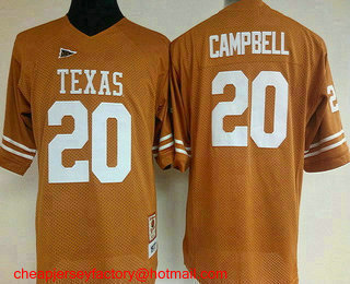 Women's Texas Longhorns #20 Earl Campbell Burnt Orange Throwback Stitched NCAA College Football Jersey by Mitchell & Ness