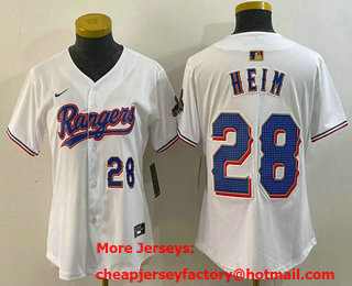 Women's Texas Rangers #28 Jonah Heim Number White 2024 Gold Collection Limited Cool Base Jersey 11