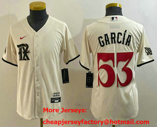 Women's Texas Rangers #53 Adolis Garcia Cream 2023 City Connect Cool Base Stitched Jersey