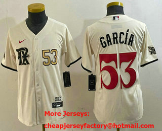 Women's Texas Rangers #53 Adolis Garcia Number Cream 2023 City Connect Cool Base Stitched Jersey 01
