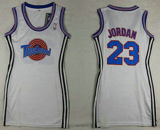 Women's The Movie Space Jam #23 Michael Jordan White Dress