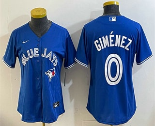 Women's Toronto Blue Jays #0 Andres Gimenez Blue Cool Base Jersey