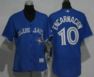 Women's Toronto Blue Jays #10 Edwin Encarnacion Royal Blue 2016 Flexbase Stitched Baseball Jersey