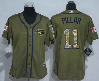 Women's Toronto Blue Jays #11 Kevin Pillar Green Salute to Service Baseball Jersey