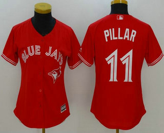 Women's Toronto Blue Jays #11 Kevin Pillar Red Stitched MLB 2017 Cool Base Jersey