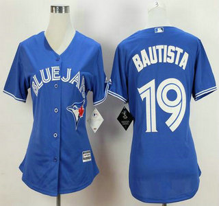 Women's Toronto Blue Jays #19 Jose Bautista Alternate Blue 2015 MLB Cool Base Jersey